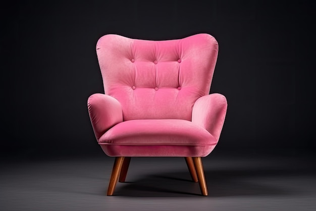 Vintage geïsoleerde roze fluwelen fauteuil