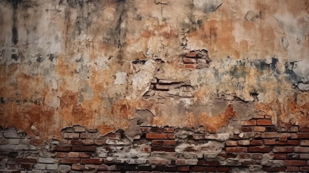 Vintage gekleurde bakstenen muur textuur generatieve AI