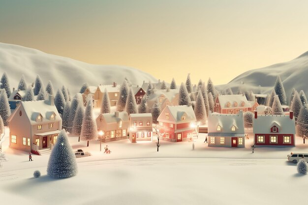 Photo vintage ghiblistyle winter landscape