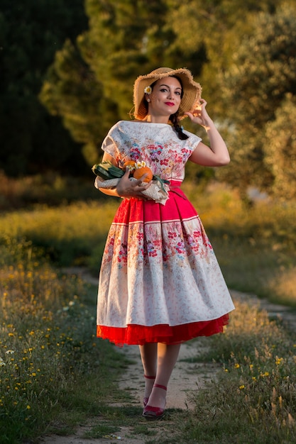 Vintage girl on the countryside