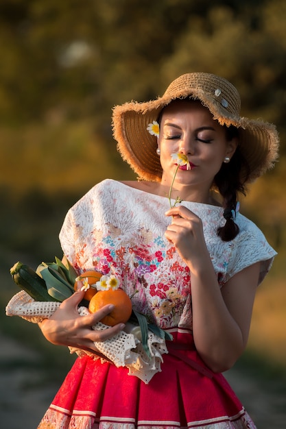 Vintage girl on the countryside