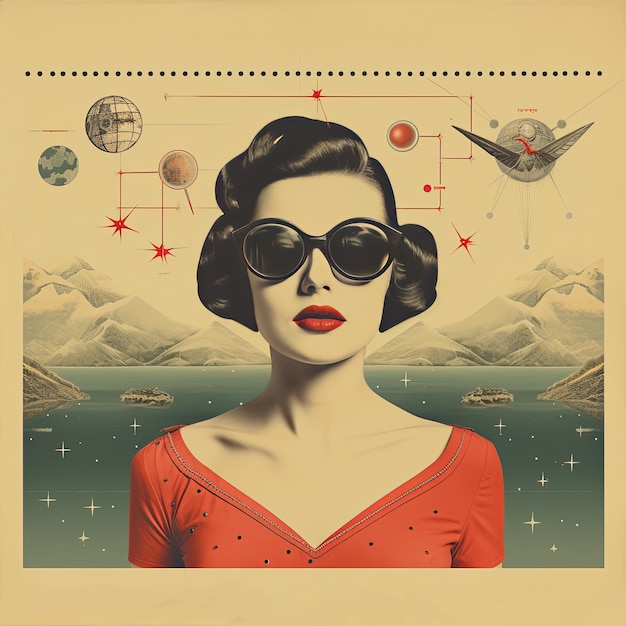 vintage girl in sunglasses ai generated woman retro poster