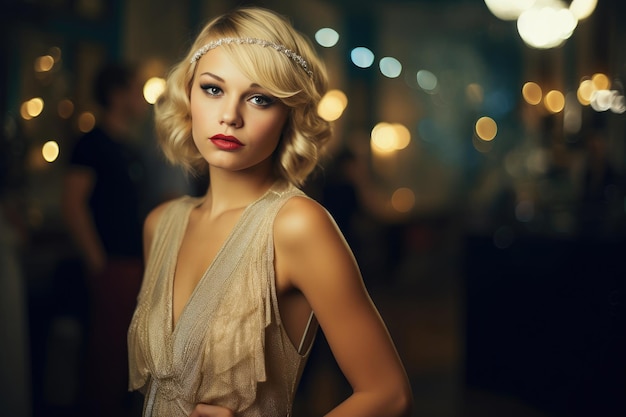 Photo vintage glamour 1920s flapper at the party