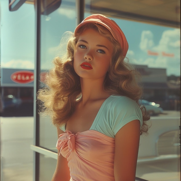 Vintage Glamour Woman in Retro Fashion