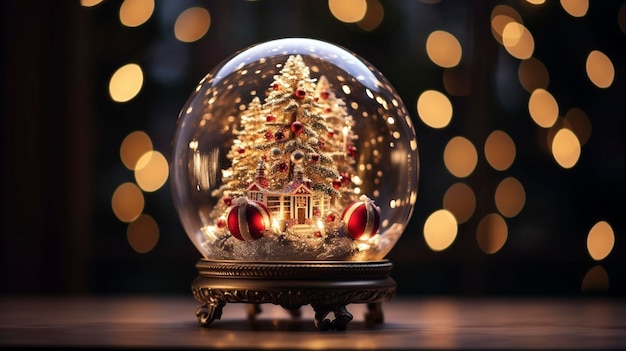 Vintage glazen bal Christmastree huis ai gegenereerde achtergrond afbeelding Glas bol desktop behang afbeelding Xmas boom huis binnen foto achtergrond Baubles spuce concept compositie front view