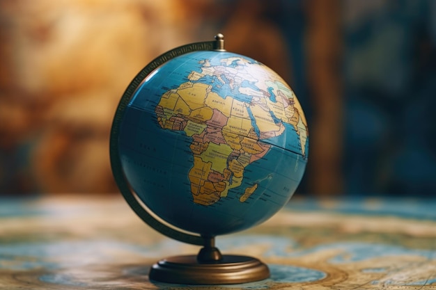 Vintage globe on old map background