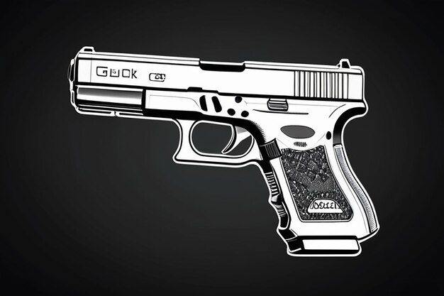 Foto concetto di pistola glock vintage in vettor isolato in stile monocromatico