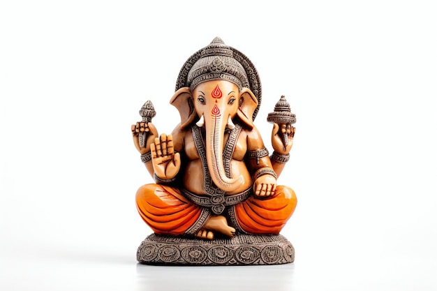 Vintage Goddelijkheid Heer Ganesha beeld op witte achtergrond