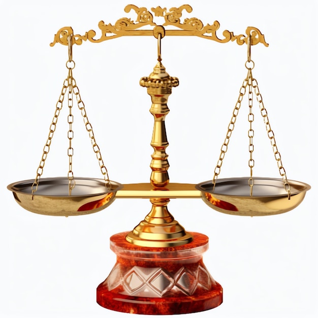 Photo vintage gold balance scale measure or law justice symbol lawyers day or world day of social justice