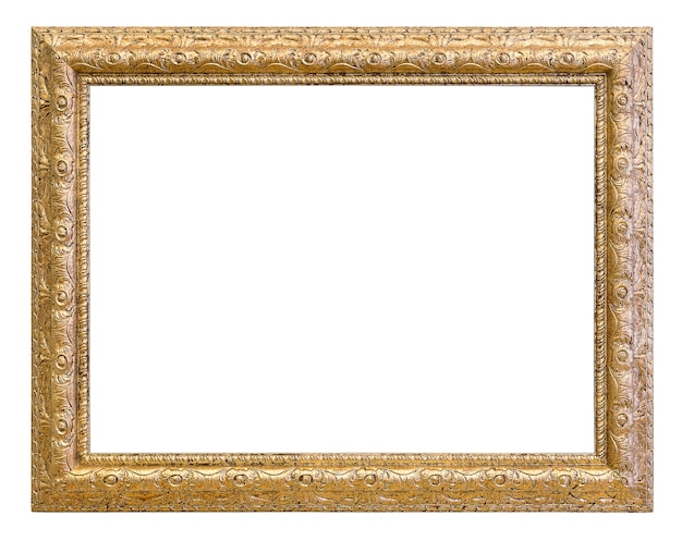 Vintage gold color picture frame isolated on white surface