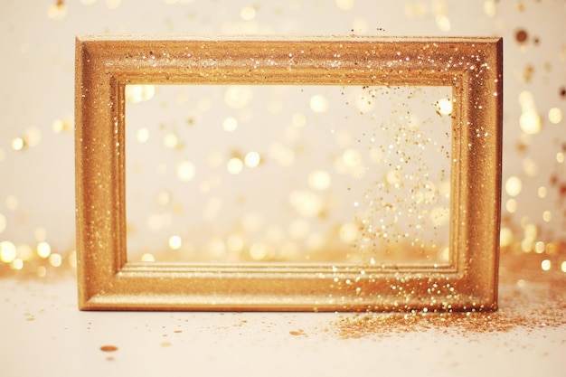 Vintage gold glitter frame