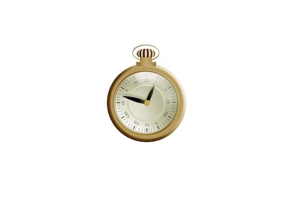 vintage gold pocket watch isolated on white background