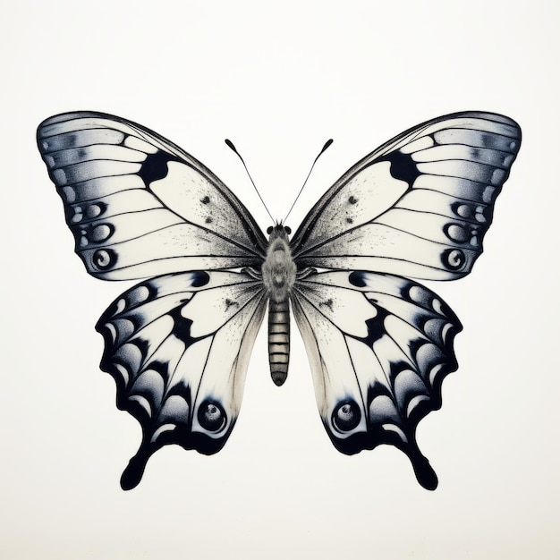 Photo vintage gothic butterfly illustration with bold chromaticity