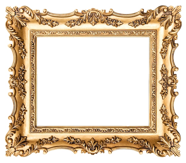 Vintage gouden afbeeldingsframe geïsoleerd op een witte achtergrond. Object in antieke stijl