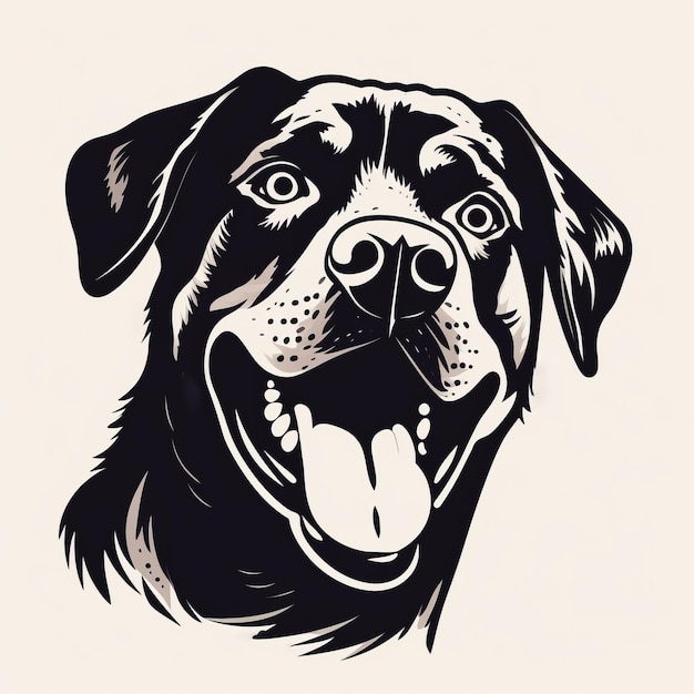 Vintage Graphic Design Rottweiler Dog Illustration with Tongue Out