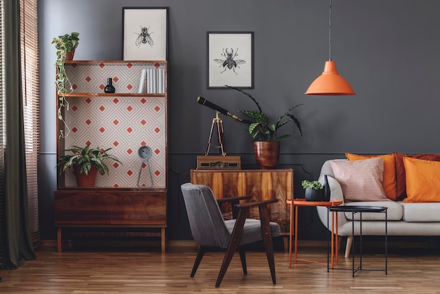 Photo vintage grey living room interior