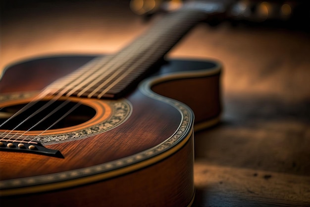 A vintage guitar detail at a small depth of field