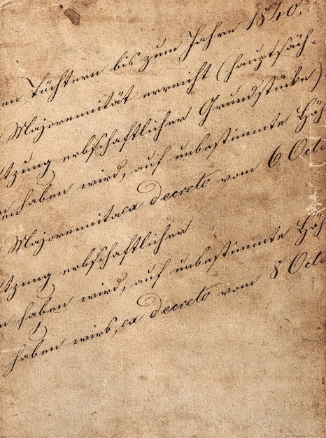 Vintage handwriting with undefined latin text. manuscript. parchment. grunge dark paper background