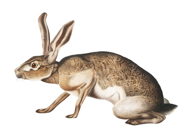vintage hare png animal illustration on transparent background
