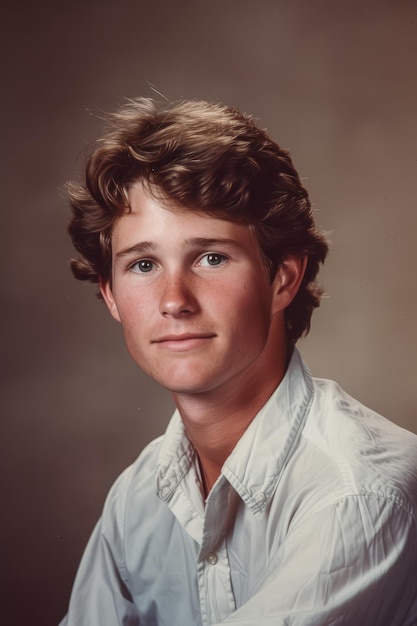 A vintage high school portrait of a young man from the s