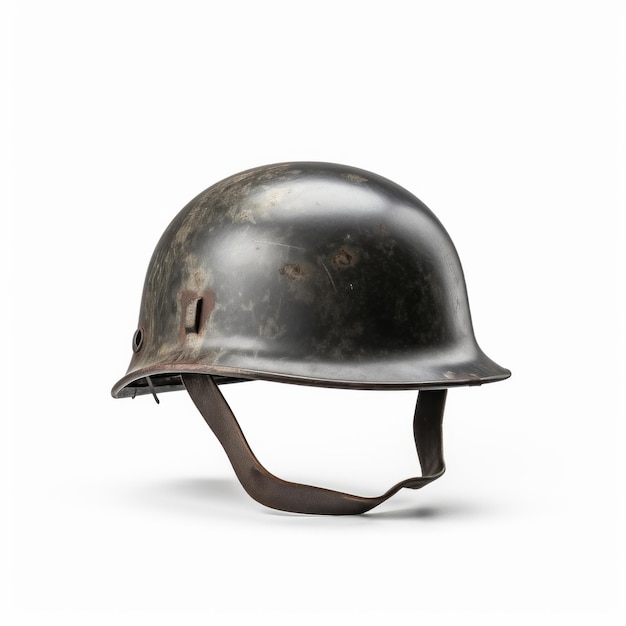 A vintage historic green military army helmet isolated on a white background