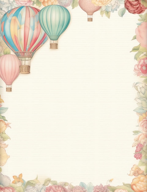 Vintage Hot Air Balloons old paper junk journal digital paper