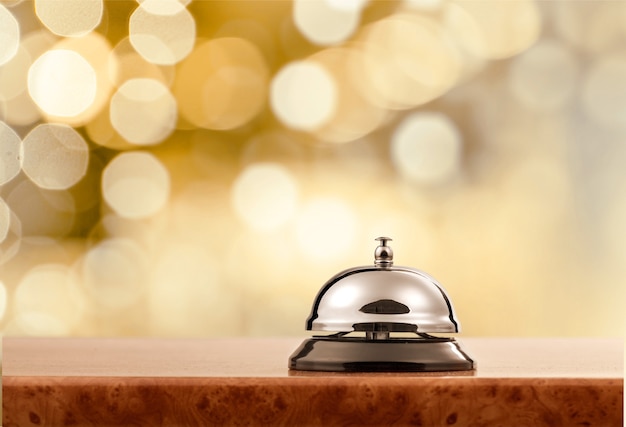 Vintage hotel reception service desk bell.