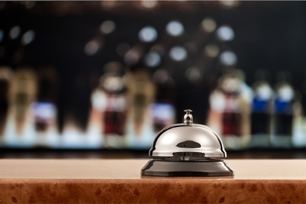 Vintage hotel reception service desk bell.