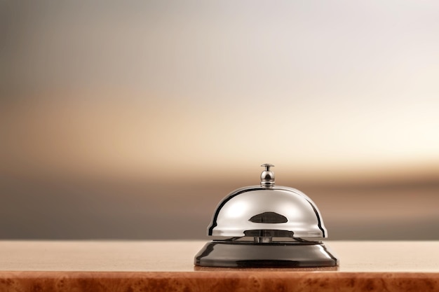 Vintage hotel reception service desk bell.