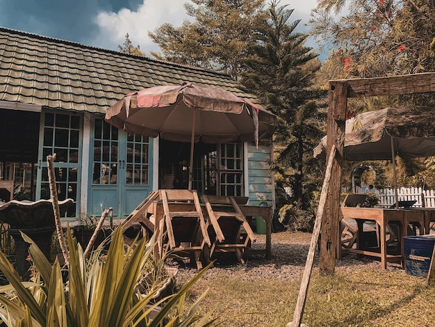 The vintage house in countryside with the beautiful garden