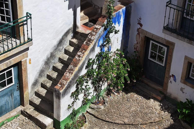 오래된 도시 Obidos Portugal의 빈티지 하우스