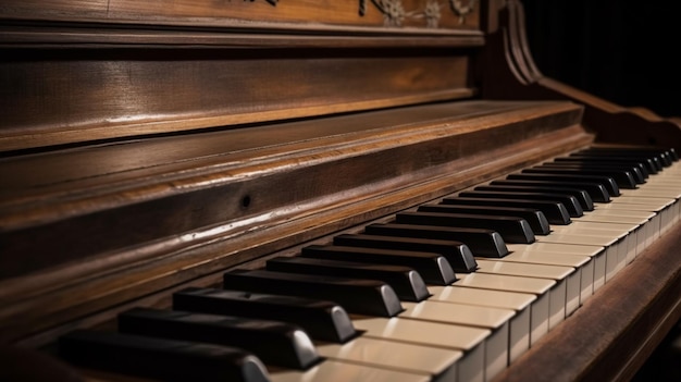 Vintage houten piano in close-up shot