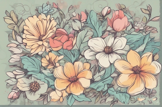 a vintage illustration of flowers by person Cute Aesthetic Wallpapers Images