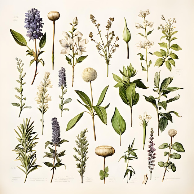 Photo vintage illustration of plants