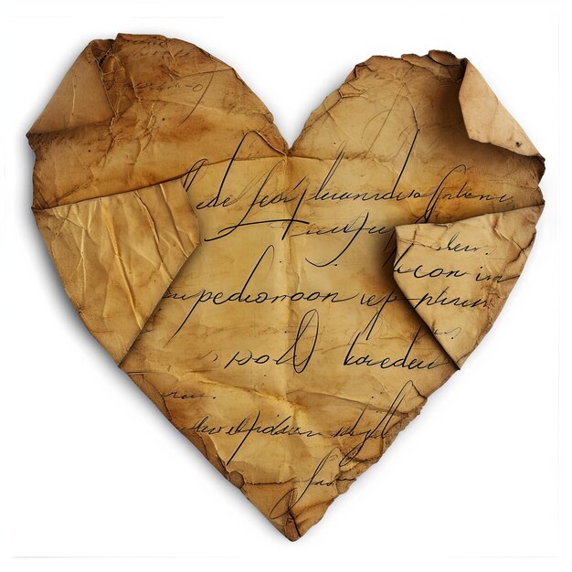 Photo vintage illustration of a valentines day heart sculpted from aged parchment each crease telling stories of affection written across generations v 6 job id a2e9c30c48404b7f99185aa5e5cd8a4c