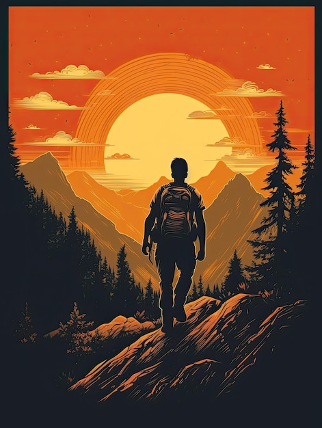 Vintage image design of mountains print for tshirts