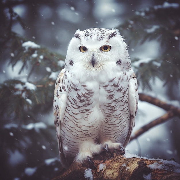 Photo vintage image of perfect snowy owl