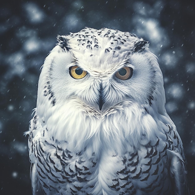 Vintage image of perfect Snowy Owl