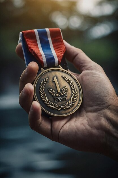 Vintage Indiase rupie medaille met een hand