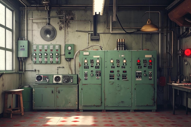 Photo vintage industrial control room interior