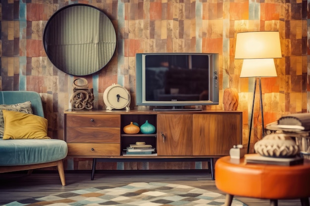 vintage interieur professionele fotografie AI gegenereerd