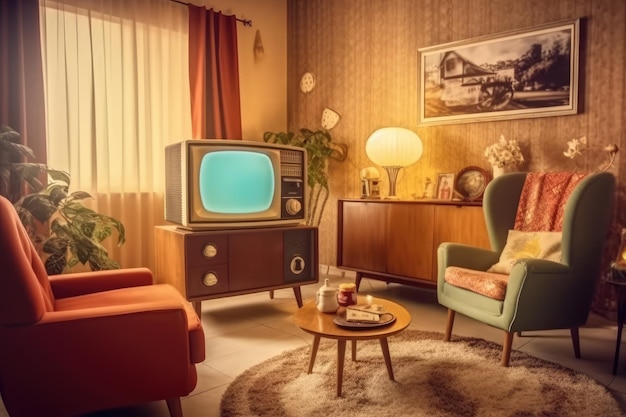 vintage interior design professional photograpphy AI Generated