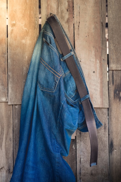 Vintage,Jeans hanging on the wall