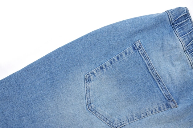 Vintage jeans with drawstring on isolated white backgroundxDxA