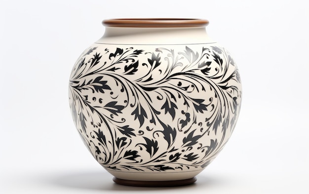 Foto vintage keramische pot met bloemenpatroon