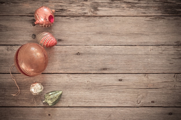 Vintage Kerstdecoratie op oude houten achtergrond