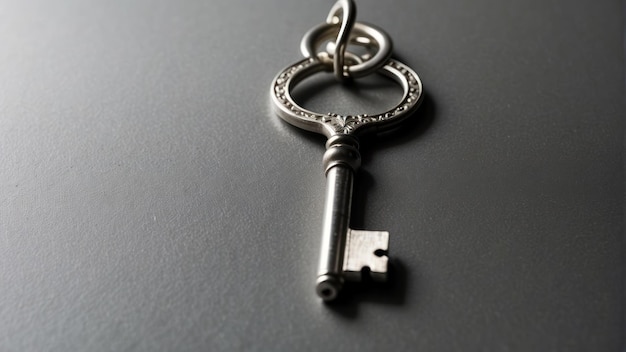 Vintage key lying on a dark surface