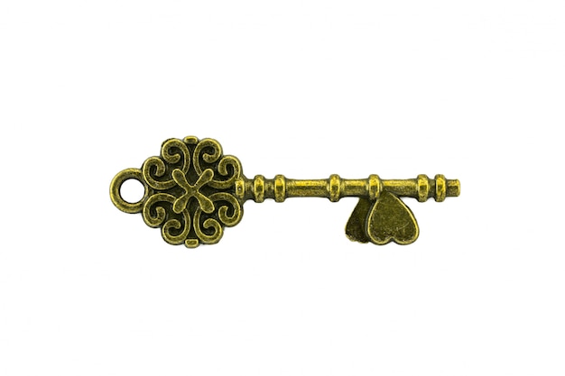 vintage key on white background