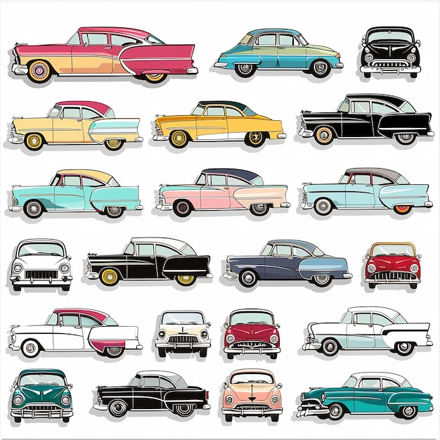 Vintage klassieke auto sticker set