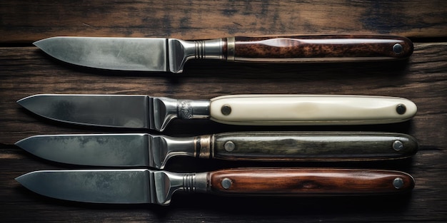 Старые ножи с выровненными ручками Старые или антикварные настольные ножи